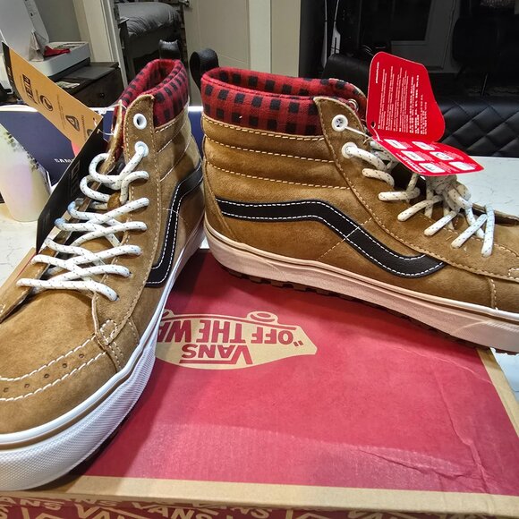 VANS Sk8-Hi MTE-1 Plaid Brown SNEAKER BOOT SHOES SKATEBOARDING MENS 10 NEW - Picture 5 of 16